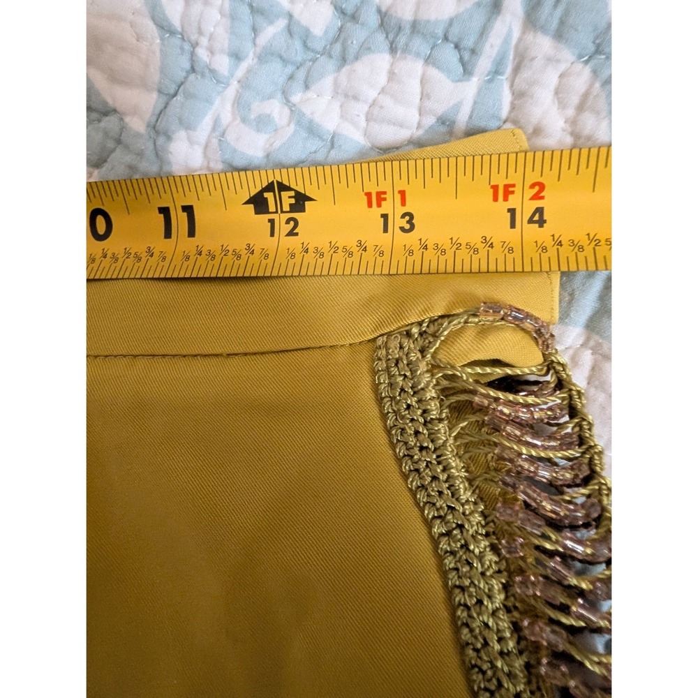 My Beachy Side Begonia Chartreuse Yellow Beaded Side Wide Leg Pants Small NEW - Picture 8 of 9